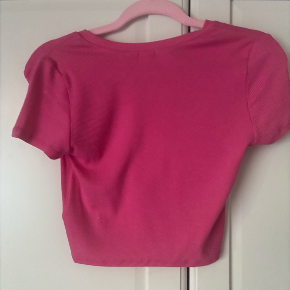 Pink Ribbed Crop Top - Picture 3 of 3